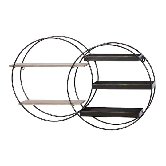 Black Metal Contemporary Wall Shelf, 20" x 34" x 7"